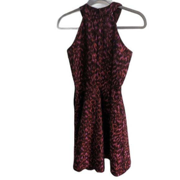 Calvin Klein Pink Red Jacquard Halter A Line Fit & Flare Cocktail Party Dress 2P - Picture 4 of 8
